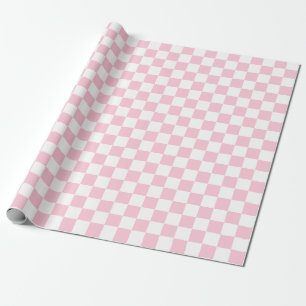 Small Checkers Cotton Candy Pink White Chequered   Wrapping Paper
