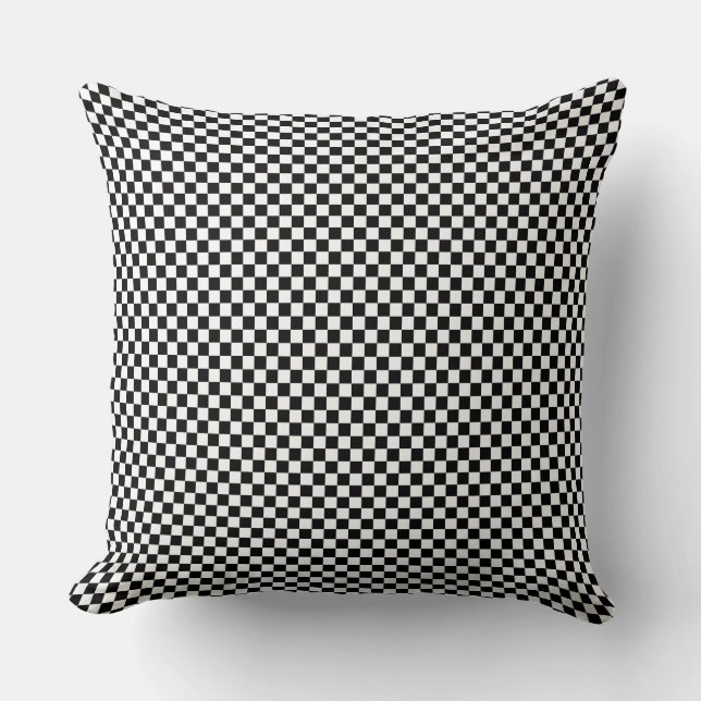 Small Chequered Cushion Black & White Mini Check  (Front)