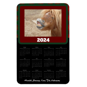 Small Chequered Plaid Funny Pocket Calendar Magnet