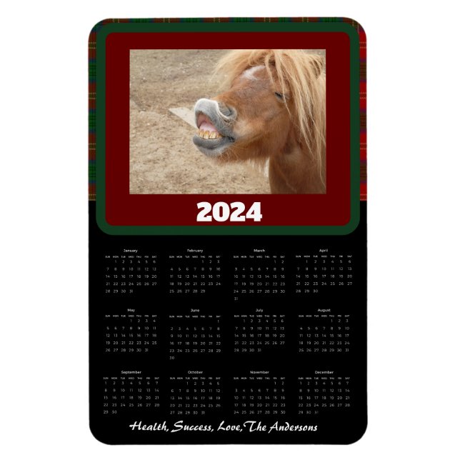 Small Chequered Plaid Funny Pocket Calendar Magnet (Vertical)