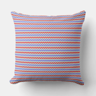 Small chevron pattern blue red cushion