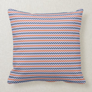 Small chevron pattern dark blue orange lilac cushion