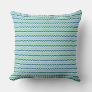 Small chevron pattern in green blue colours cushion