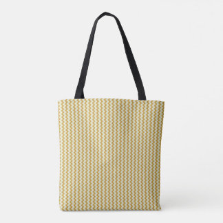 Small chevron pattern yellow ochre and pale green tote bag