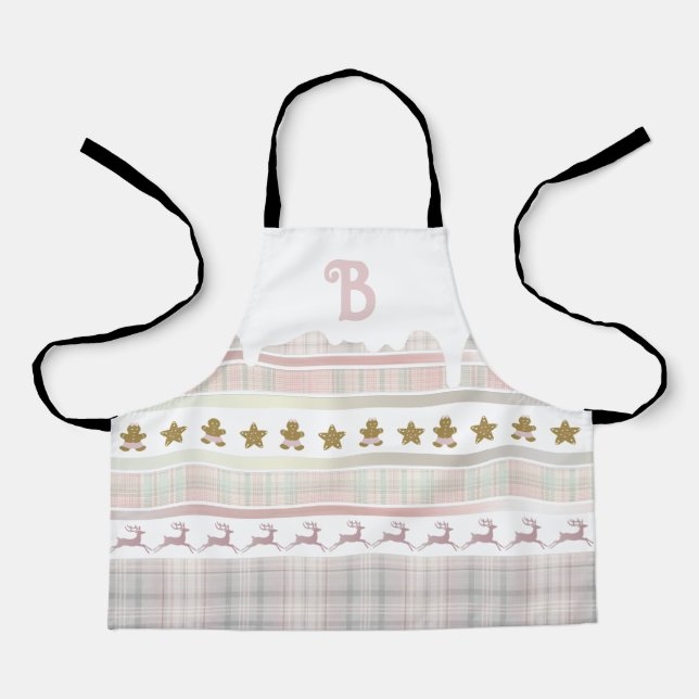 Small Children's Pink Christmas Inital Apron (Front)