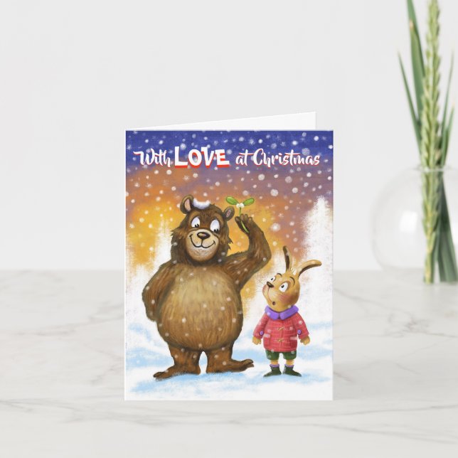 Small Christmas card "With Love at Christmas" Bear (Front)