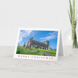 Small church in England view Christmas card 