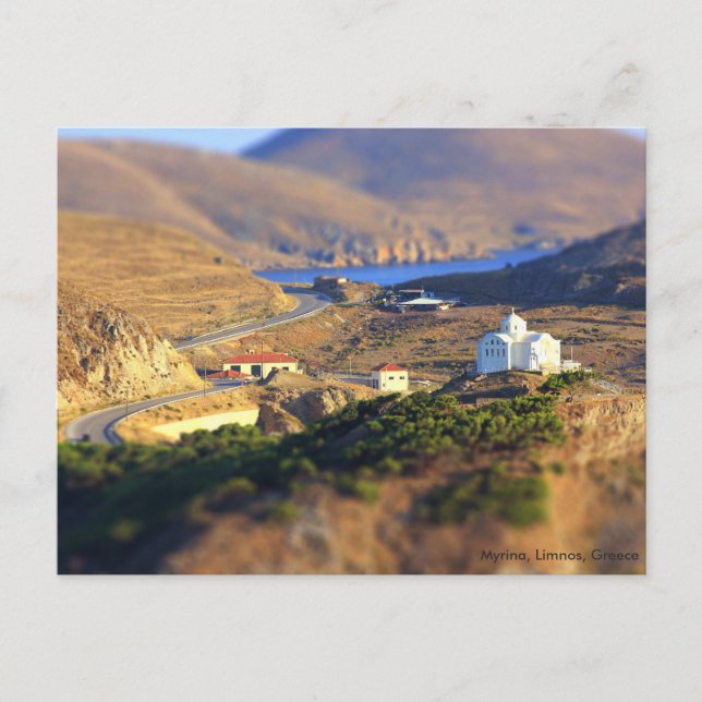 Small Church on a Hill in Myrina, Limnos, Greece Postcard (Front)