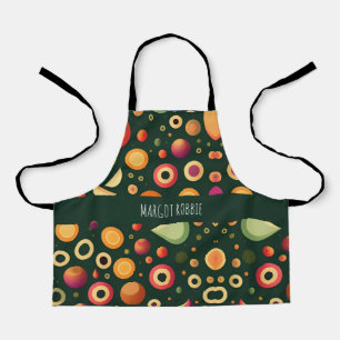 Small Circles Yellow Black Geometric Pattern Apron