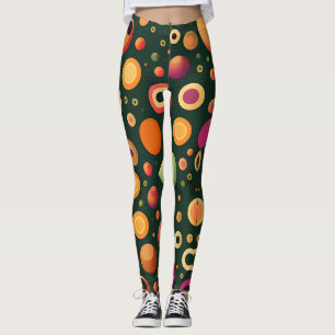 Small Circles Yellow Black Geometric Pattern Leggings