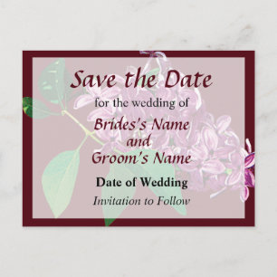 Small Cluster of Pink Lilacs Save the Date Announcement Postcard