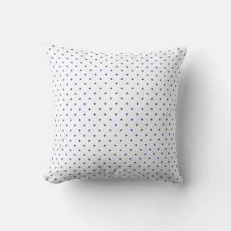 Small Cobalt Blue Polkadots on White Throw Pillow