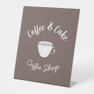 Small Coffee Shop Cottage Logo Pedestal Sign