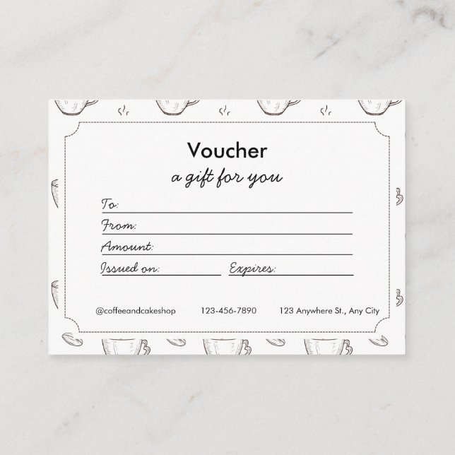 Small Coffee Shop Voucher and Gift Certificates (Back)