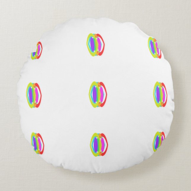Small Coloured Pattern Art Wide Gaps Round Cushion (Front)