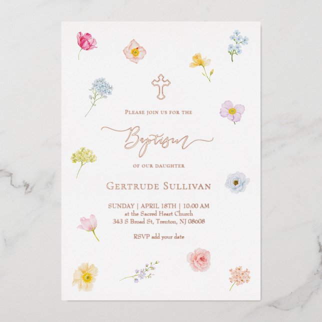 small colourful flowers Baptism (Front)