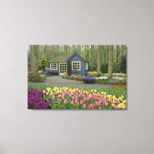 Small cottage flower shop, Keukenhof Gardens, Canvas Print
