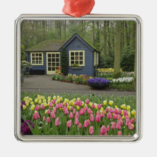 Small cottage flower shop, Keukenhof Gardens, Metal Tree Decoration