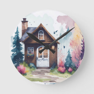 Small Cottage in the Meadow Wall Clock
