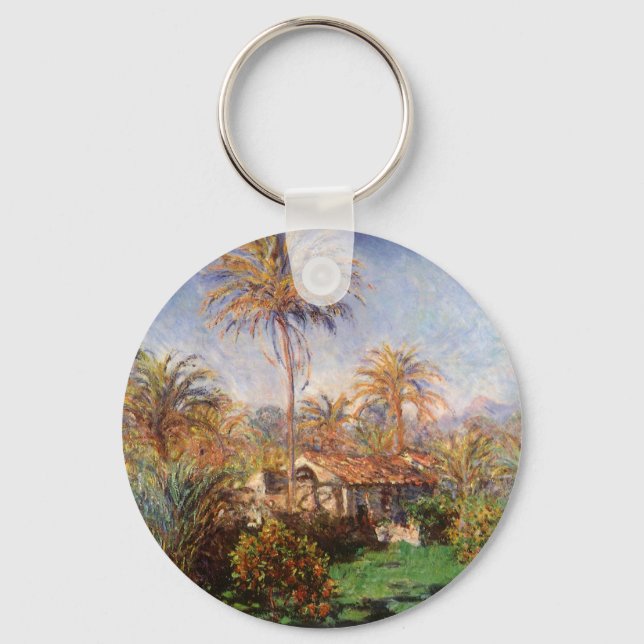 Small Country Farm in Bordighera by Claude Monet Key Ring (Front)