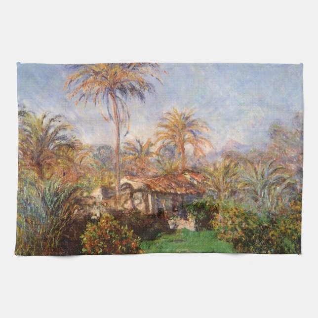Small Country Farm in Bordighera by Claude Monet Tea Towel (Horizontal)