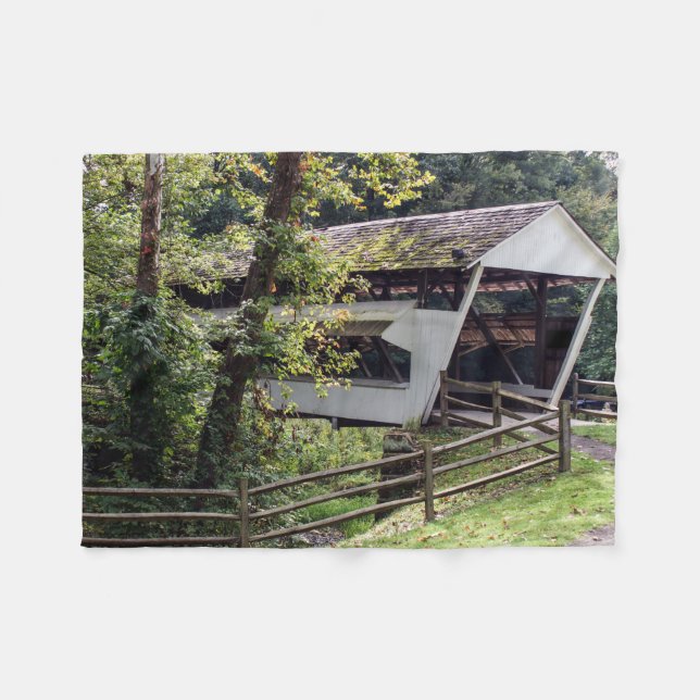 Small Covered Bridge Fleece Blanket (Front (Horizontal))