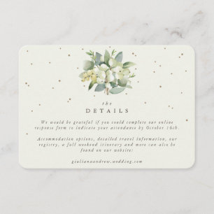 Small Cream Snowberry+Eucalyptus Wedding Details Enclosure Card