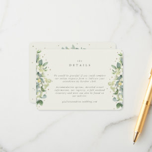 Small Cream Snowberry+Eucalyptus Wedding Details Enclosure Card