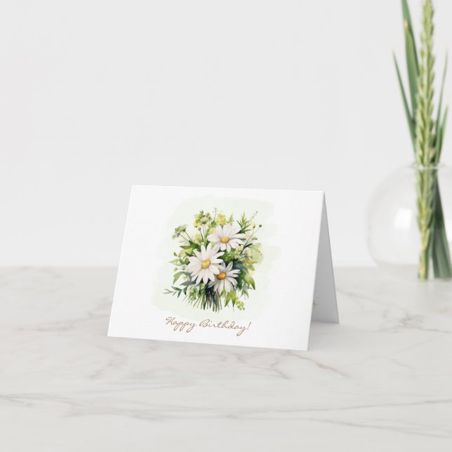 Small Custom Daisy Birthday  Note Card (Front)