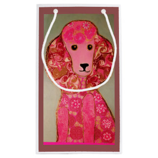 Small Custom Gift Bag with Pink Poodle Dog