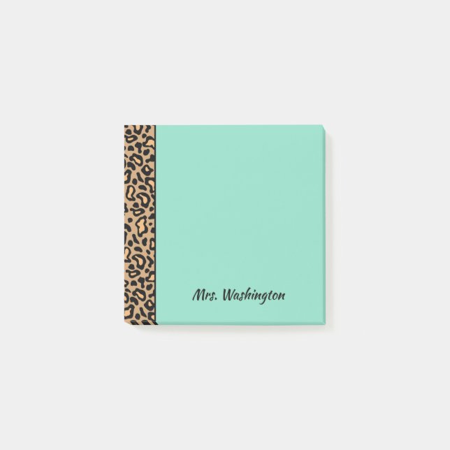 Small Custom Leopard Teacher Post It Notes (Front)