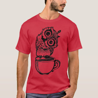 Small cute baby owlmotif, night owl with coffee808 T-Shirt