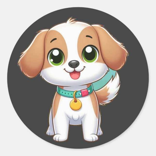 small cute dog classic round sticker (Front)