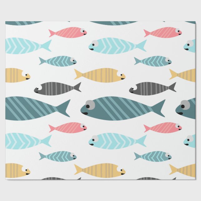 Small cute fish colourful design wrapping paper (Seam)