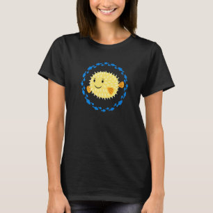 Small Cute Laughing Puffer Fish In Fish Circle T-Shirt