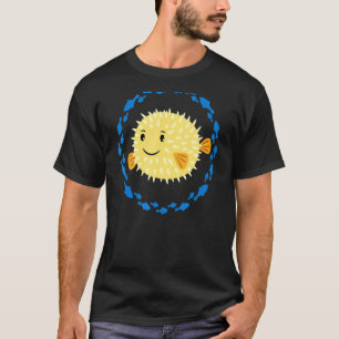 Small Cute Laughing Puffer Fish In Fish Circle T-Shirt