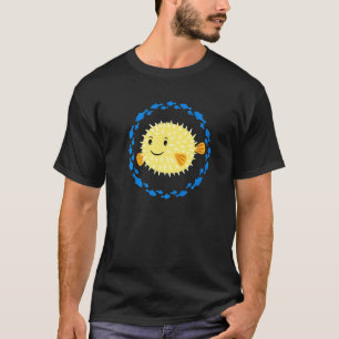 Small Cute Laughing Puffer Fish In Fish Circle T-Shirt