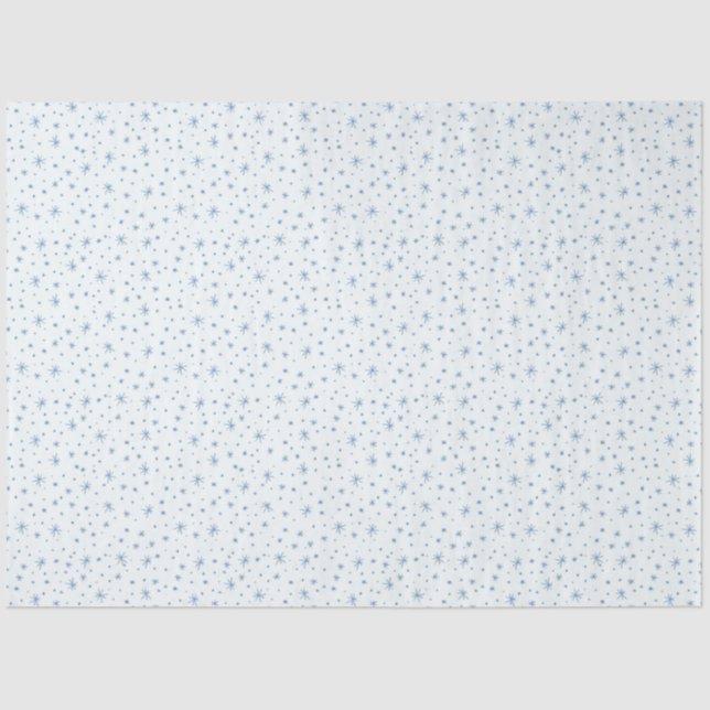 Small Dainty Blue Snowflakes Christmas Tissue Paper (Front)