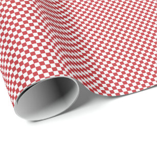 Small Dark Red and White Checks Wrapping Paper