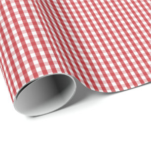 Small Dark Red and White Gingham Wrapping Paper