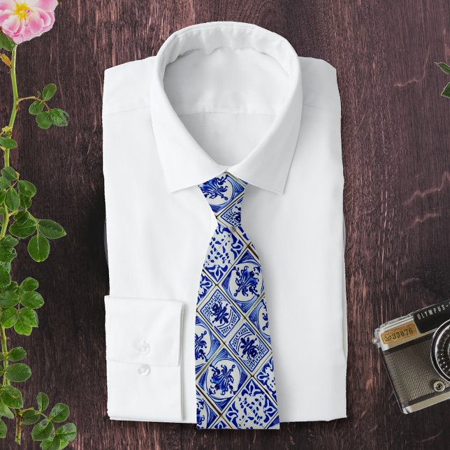 Small Delft Look Blue & White Dutch tiles Tie (Creator Uploaded)