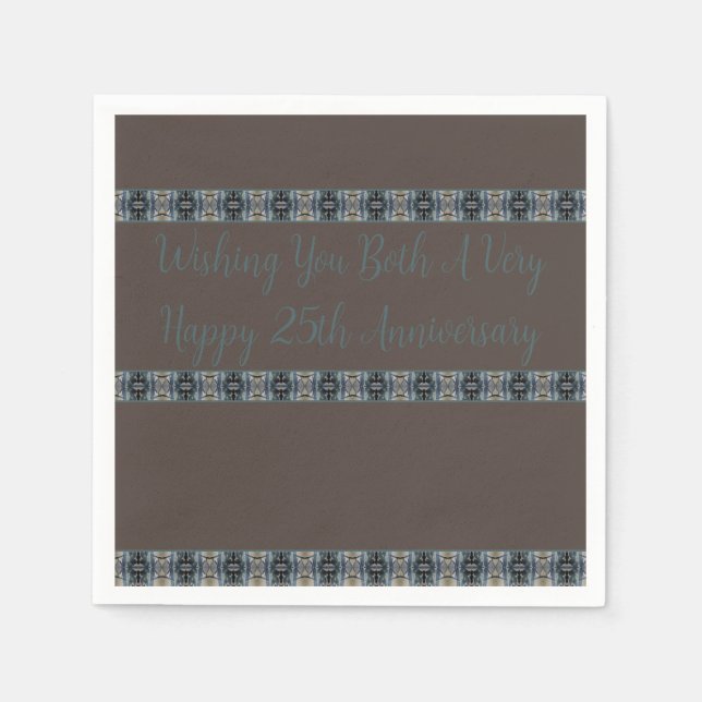 Small Designer Brown And Turquoise Napkin (Front)