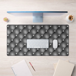 Small Diamond Tufted Design, Black Desk Mat