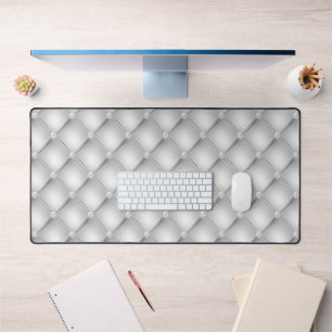 Small Diamond Tufted Design, Silver Desk Mat