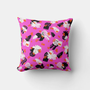 Small ditsy pattern with tropical motifs, hand dra cushion
