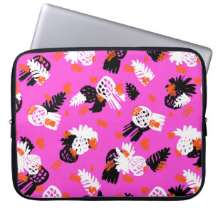 Small ditsy pattern with tropical motifs, hand dra laptop sleeve