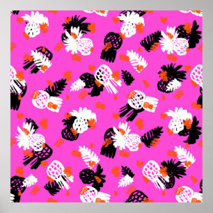 Small ditsy pattern with tropical motifs, hand dra poster