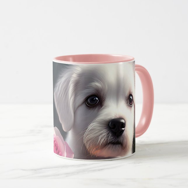 Small Dog And Rose Collection Mug (Front Right)