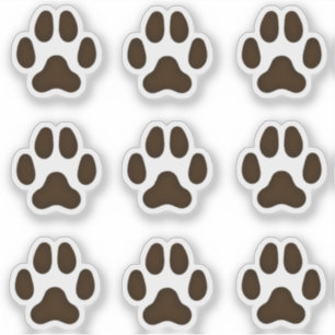 Small Dog Paw Prints Dark Brown Pet Stickers