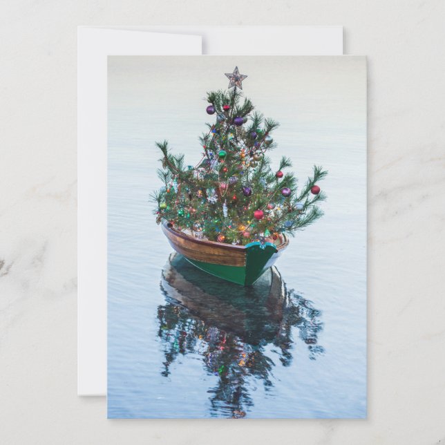 Small Dory with Christmas Tree Holiday Card (Front)
